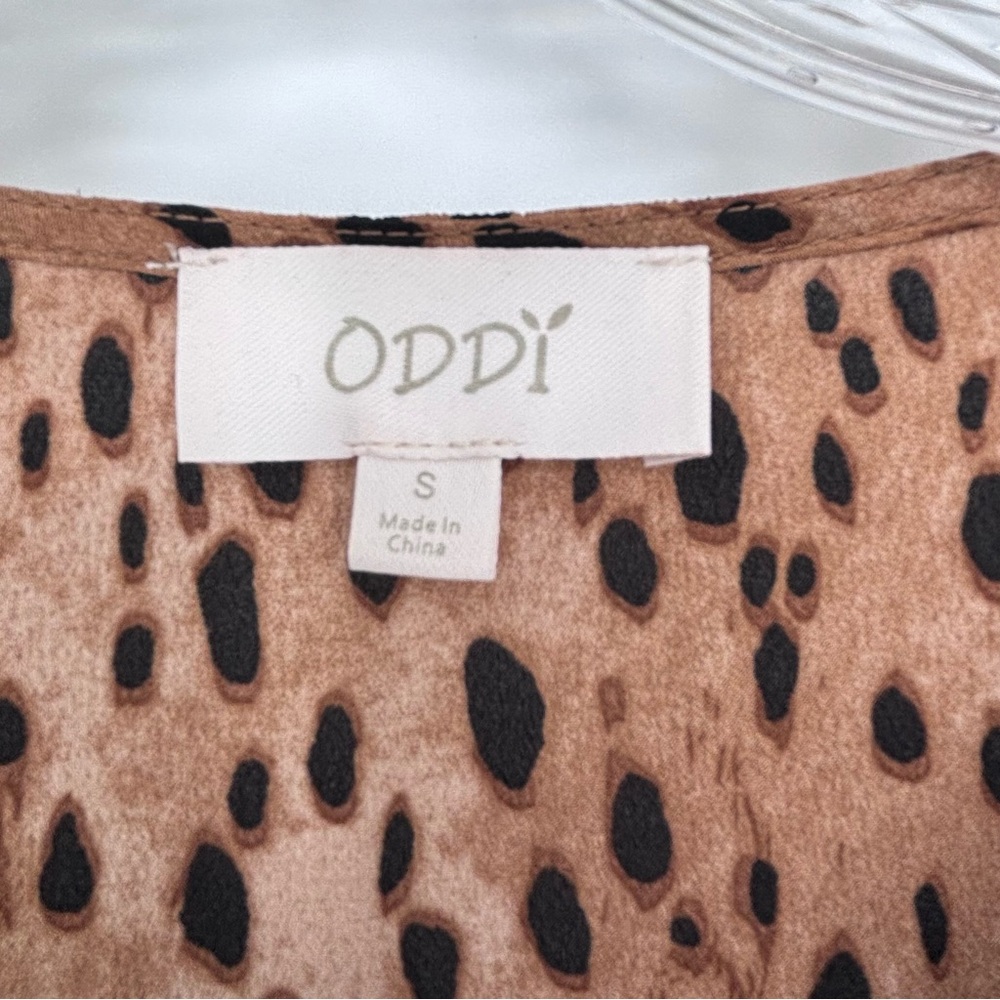Oddi Leopard Print Blouse Boho Size Small Embroidered Size Small Long Sleeve - Picture 5 of 6